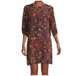 Johnny Was Star Gazer Silk Mini Tunic Dress, size M